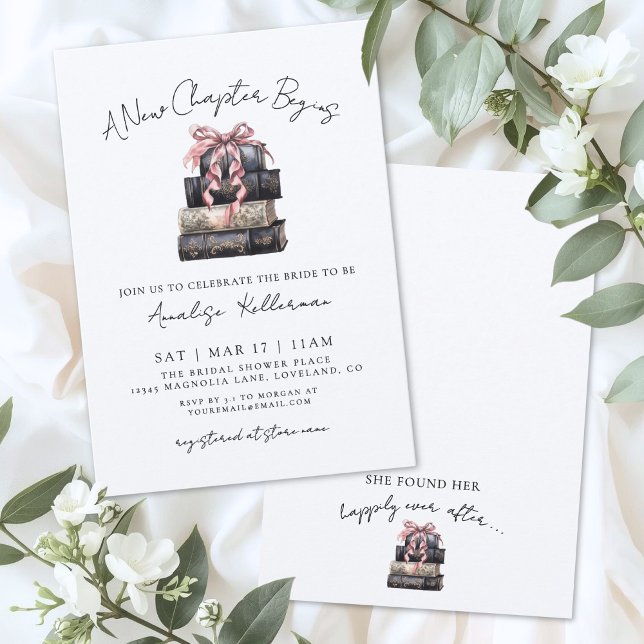 Invitación Book New Chapter Bow Bridal Shower (Book New Chapter Bow Bridal Shower Invitation)