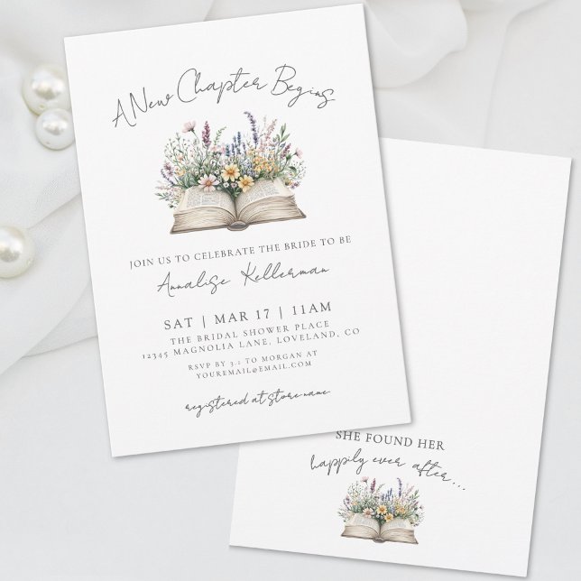 Invitación Book New Chapter Wildflower Bridal Shower (Book New Chapter Wildflower Bridal Shower Invitation)