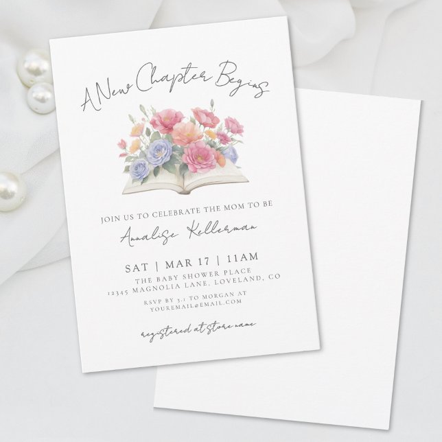 Invitación Book Watercolor Floral Baby Shower (Book Watercolor Floral Baby Shower Invitation)