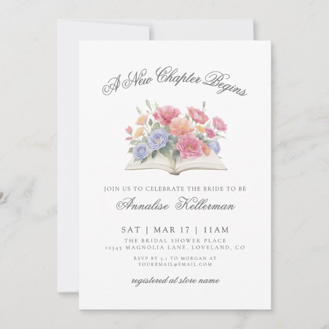 Invitación Book Watercolor Floral Bridal Shower (Anverso)