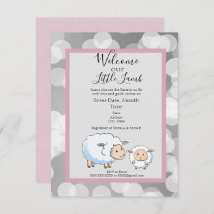 Invitación Bookah Pink, Gray Lamb Baby Shower Suministros