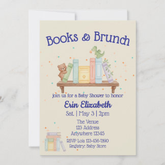 Invitación Books & Brunch Blue Baby Shower