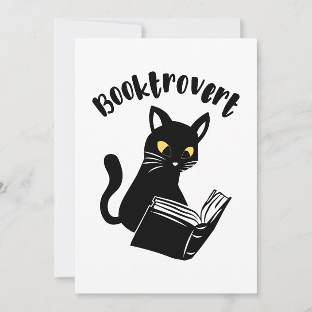 Invitación Booktrovert cat con libro (Anverso)