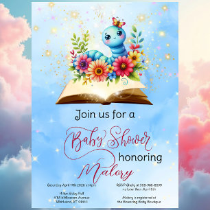 Invitación Bookworm Baby Magical Watercolor Baby Shower
