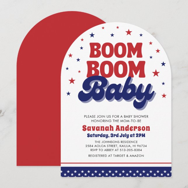 Invitación Boom Boom Baby 4jul Baby Shower Patriótico