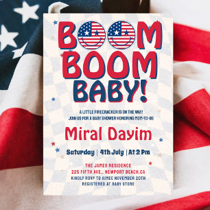 Invitación Boom Boom Bebé Cumpleaños de bebé el 4 de Julio