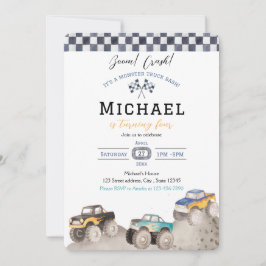 Invitación Boom Crash Monster Truck Bash