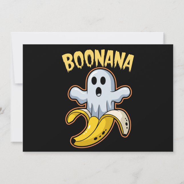 Invitación Boonana Fantasma Lindo Plátano Halloween (Anverso)