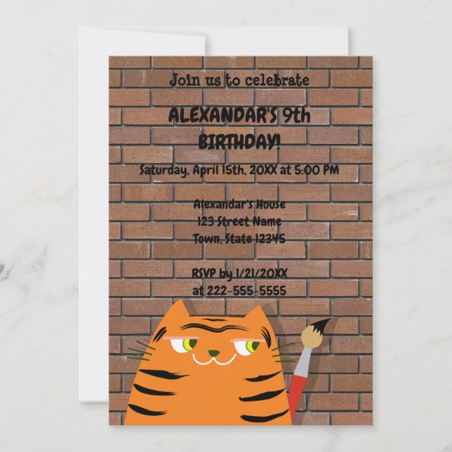 Invitación Booo El Gato, Un Tigre Personalizado, Un Cumpleaño (Anverso)