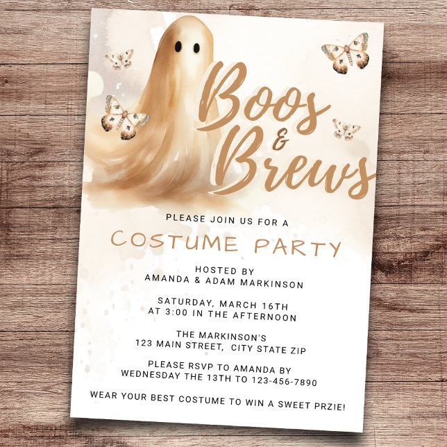 Invitación Boos acuarelas y la fiesta Neutral de Halloween (Subido por el creador)