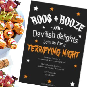 Invitación Boos adultos y fiesta de Booze Halloween