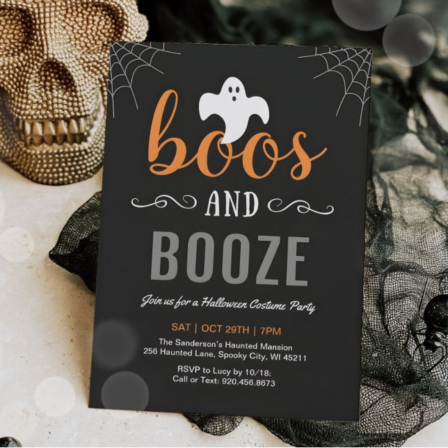Invitación Boos and Booze Adult Halloween Party Invitation (Subido por el creador)