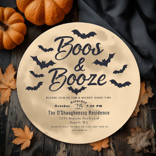 Invitación Boos & Booze Moon y fiesta de Halloween para adult
