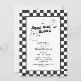 Invitación Boos negros y blancos retro y fiesta de Booze Hall