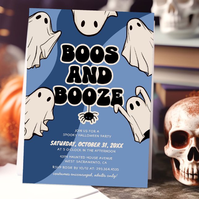 Invitación Boos retro y fiesta de Booze Halloween (Subido por el creador)