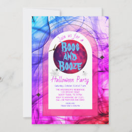 Invitación Boos rosados y Booze Famosos Fiesta de Halloween p