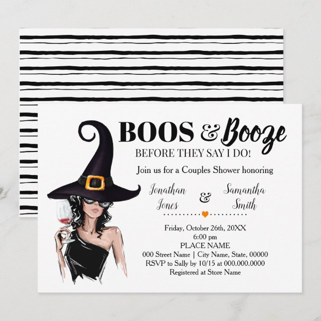 Invitación Boos y alcohol antes de que duchen parejas (Anverso / Reverso)