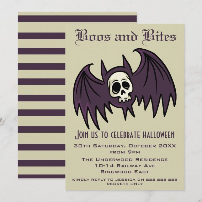 INVITACIÓN BOOS Y BITES HALLOWEEN (Anverso / Reverso)