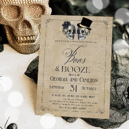 Invitación Boos Y Booze Adultos Fiesta Gótico Halloween