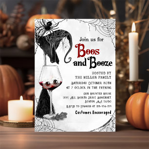 Invitación Boos Y Booze Adultos Fiesta Gótico Halloween