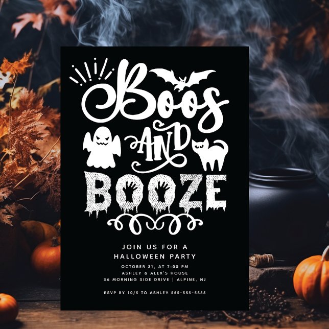 Invitación Boos y Booze Adults Halloween Party (Subido por el creador)