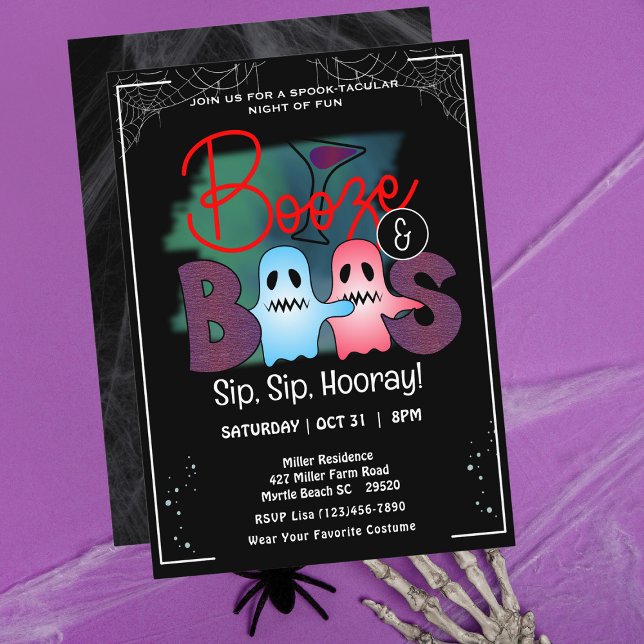 Invitación Boos y Booze Adults Halloween Party (Subido por el creador)