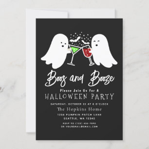 Invitación Boos y Booze Adults Halloween Party Inv