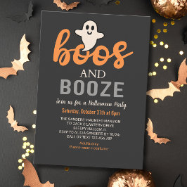 Invitación Boos y Booze Black Adults Halloween Party