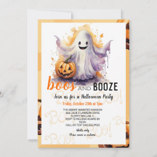 Invitación Boos y Booze Black Halloween Party