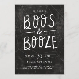 Invitación Boos y Booze Chalk con la fiesta de Halloween