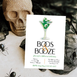 Invitación Boos y Booze Cocktail Moderno Halloween Party Inv