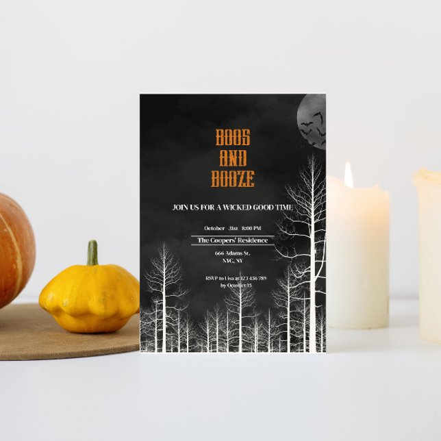 Invitación Boos Y Booze Dark Woods Halloween Party (Subido por el creador)