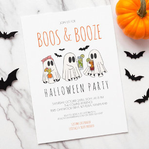 Invitación Boos y booze divertida fiesta de Halloween para ad