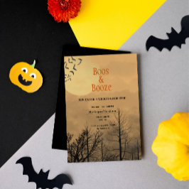 Invitación Boos y Booze Dusk Dark Woods Halloween Party