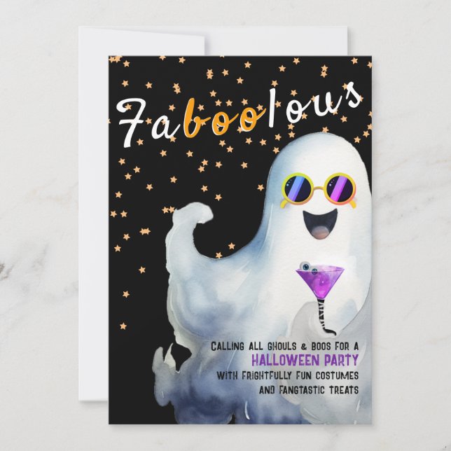 Invitación Boos y Booze Faboolous Adults Halloween Party (Anverso)