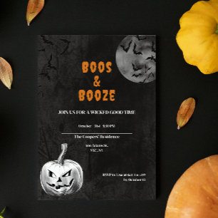Invitación Boos y Booze Famosos Fiesta de Halloween para Adul