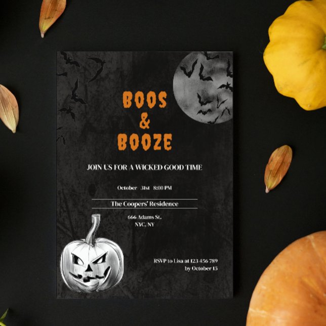 Invitación Boos y Booze Famosos Fiesta de Halloween para Adul (Subido por el creador)