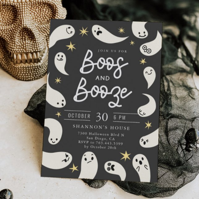 Invitación Boos y booze fantasean la fiesta de Halloween (Subido por el creador)