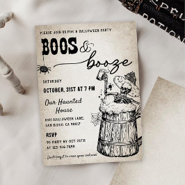 Invitación Boos y Booze Fantasma Halloween Party
