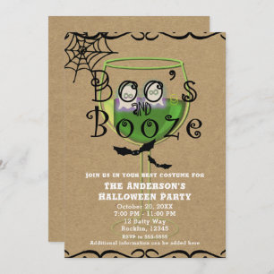 Invitación Boos y Booze Fantasma y Fiesta de Halloween Kraft