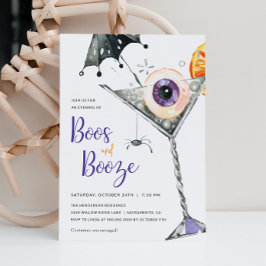 Invitación Boos y Booze Fiesta de cócteles de Halloween para