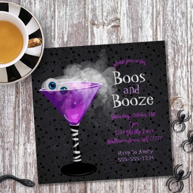 Invitación Boos y Booze Fiesta de cócteles de Halloween para  (Subido por el creador)