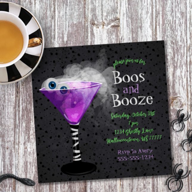 Invitación Boos y Booze Fiesta de cócteles de Halloween para  (Subido por el creador)