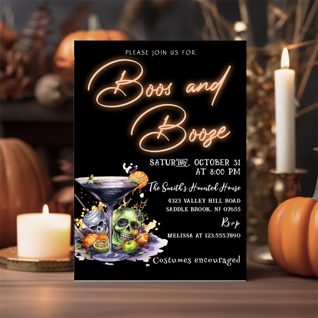 Invitación Boos y Booze, fiesta de Halloween de cócteles para (Subido por el creador)