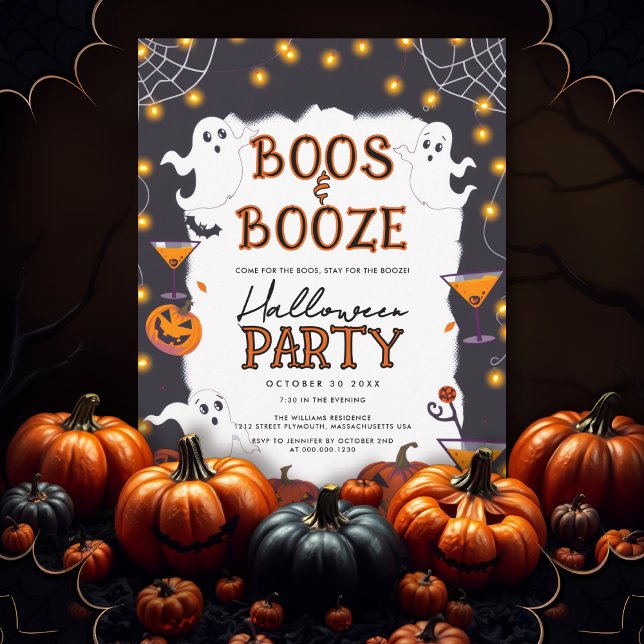 Invitación Boos y Booze fiesta de Halloween para adultos (Subido por el creador)