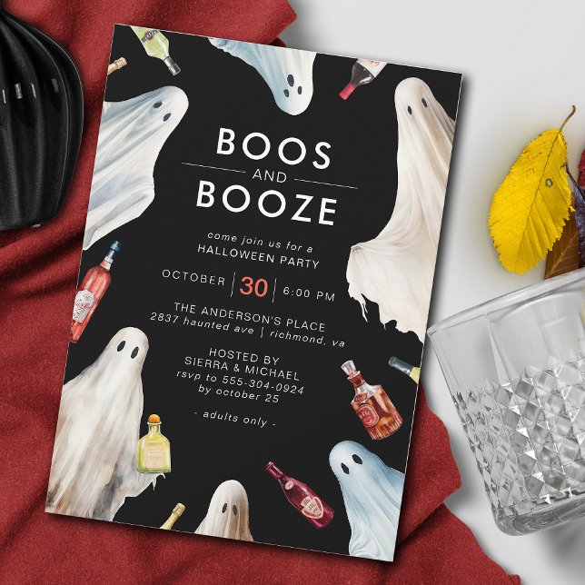 Invitación Boos y Booze | Fiesta de Halloween para Adultos Mo (Subido por el creador)