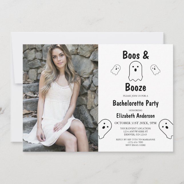Invitación Boos y Booze Halloween (Anverso)