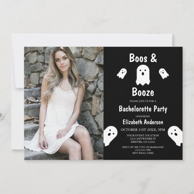 Invitación Boos y Booze Halloween (Anverso)