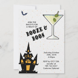 Invitación Boos y Booze Halloween Elegante