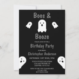 Invitación Boos y Booze Halloween Fiesta de cumpleaños